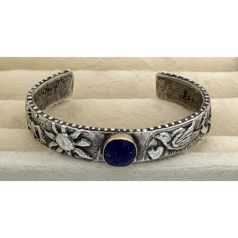 Jes MaHarry Morning Sky Cuff Bracelet Sterling Silver 14k Gold Lapis Sundance